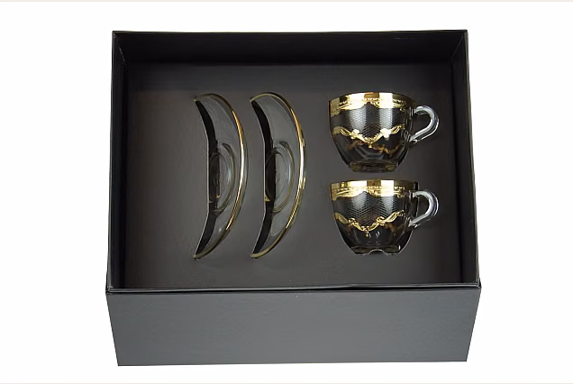 Bejrut-BW-Filiżanki do espresso ze spodkiem-zestaw 2szt