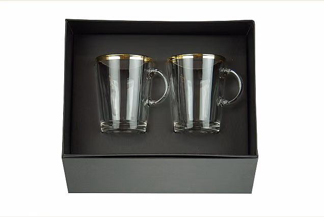 Faro Gold-FM-2 szt szklanki do herbaty z uchem 250ml
