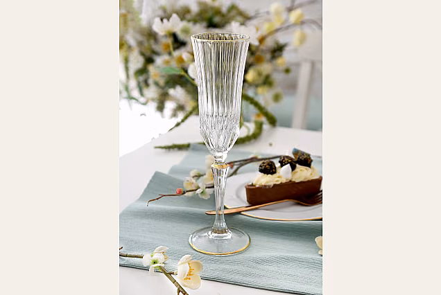 Eleganckie kieliszki do szampana 180ml ze złotym paskiem ADAGIO GOLD-ADGA