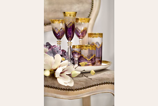 Purpurowe kieliszki do szampana Bejrut Violet -BBA