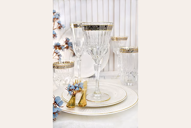 Luksusowe kieliszki do wina 220ml z platynowym zdobieniem Sofia Crystal-SCC