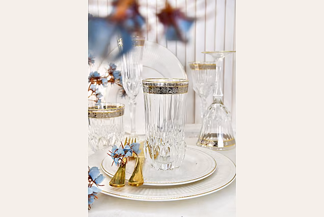 Eleganckie szklanki do wody z platynowym dekorem Sofia Crystal-SCD