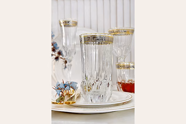 Eleganckie szklanki do wody z platynowym dekorem Palermo Crystal-PCD