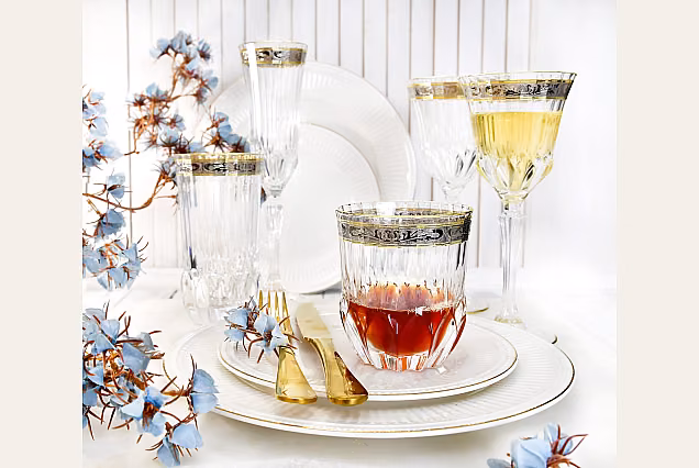 Eleganckie szklanki do wody z platynowym dekorem Palermo Crystal-PCD