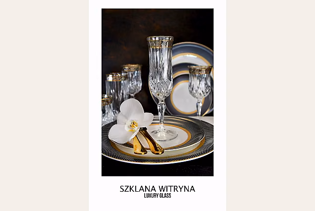 Eleganckie kieliszki do szampana 130ml zdobione Opera Platin-OCA