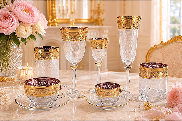 Szklanki do capucino ze złotem Palace