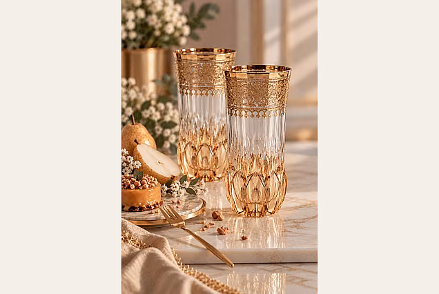 Amalfi-AD-dekorowane złotem szklanki do wody 6szt